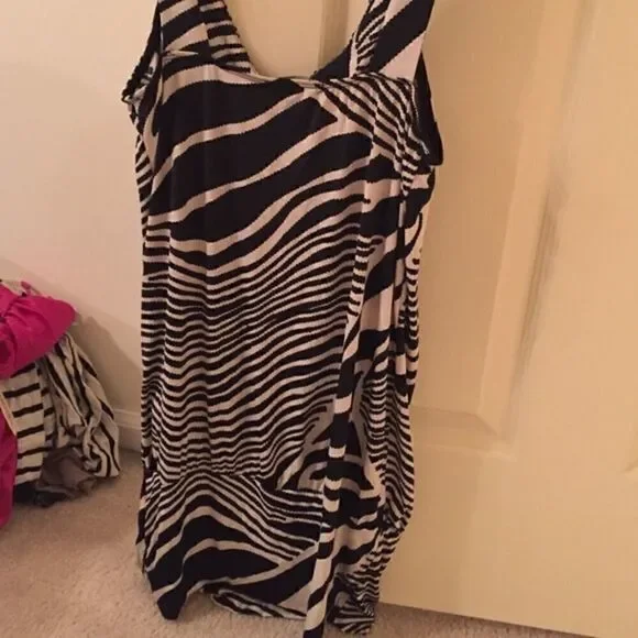Zebra print tank club dress black sequin V-neck S - Picture 3 of 4